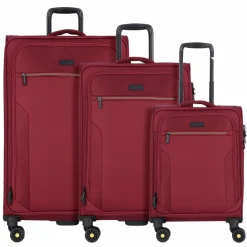 New d&n Travel Line 9704 4 Rollen Kofferset 3-teilig mit Dehnfalte dark red