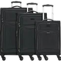 Clearance d&n Travel Line 9204 4 Rollen Kofferset 3-teilig mit Dehnfalte schwarz