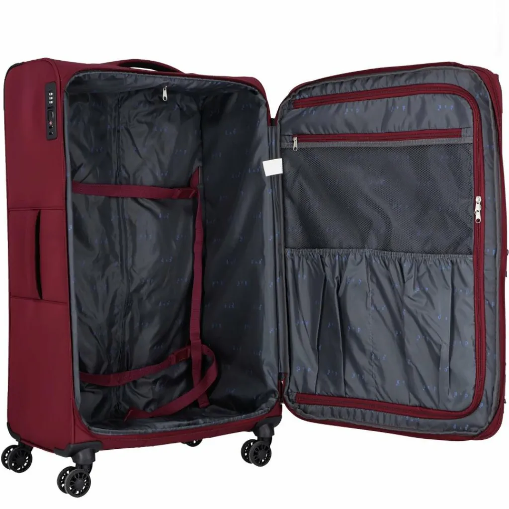d&n Weichgepäck|4-Rollen Koffer<Travel Line 9504 4 Rollen Trolley L 76 cm mit Dehnfalte dark red