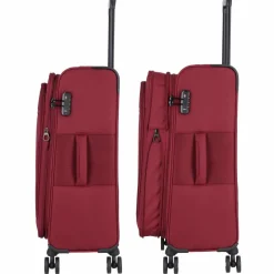 d&n Weichgepäck|4-Rollen Koffer<Travel Line 9704 4 Rollen Trolley M 68 cm mit Dehnfalte dark red