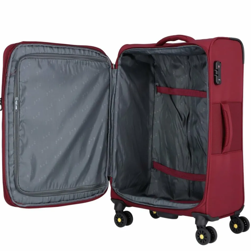 d&n Weichgepäck|4-Rollen Koffer<Travel Line 9704 4 Rollen Trolley M 68 cm mit Dehnfalte dark red