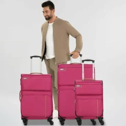 Clearance d&n Travel Line 6704 4-Rollen Kofferset 3tlg. pink