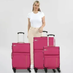 Clearance d&n Travel Line 6704 4-Rollen Kofferset 3tlg. pink