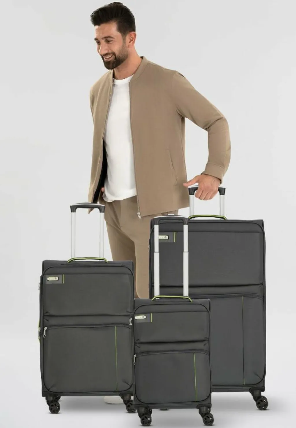 d&n Koffersets Als Weichgepäck|Koffersets 3-Teilig<Travel Line 6704 4-Rollen Kofferset 3tlg. grau