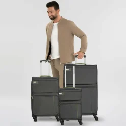 d&n Koffersets Als Weichgepäck|Koffersets 3-Teilig<Travel Line 6704 4-Rollen Kofferset 3tlg. grau