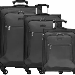 d&n Koffersets Als Weichgepäck|Koffersets 3-Teilig<Travel Line 6400 2-4-Rollen Kofferset 3tlg. schwarz I