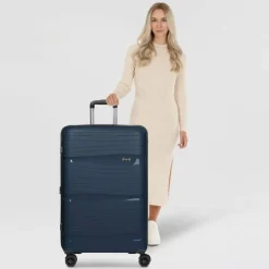 d&n Hartgepäck|4-Rollen Koffer<Travel Line 4300-Plus 4 Rollen Trolley L 76 cm mit Dehnfalte dark blue