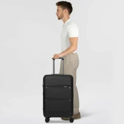 Sale d&n Travel Line 4300-Plus 4 Rollen Trolley M 65 cm mit Dehnfalte black