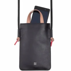 New DuDu Faro Handytasche Leder 13 cm schwarz rose