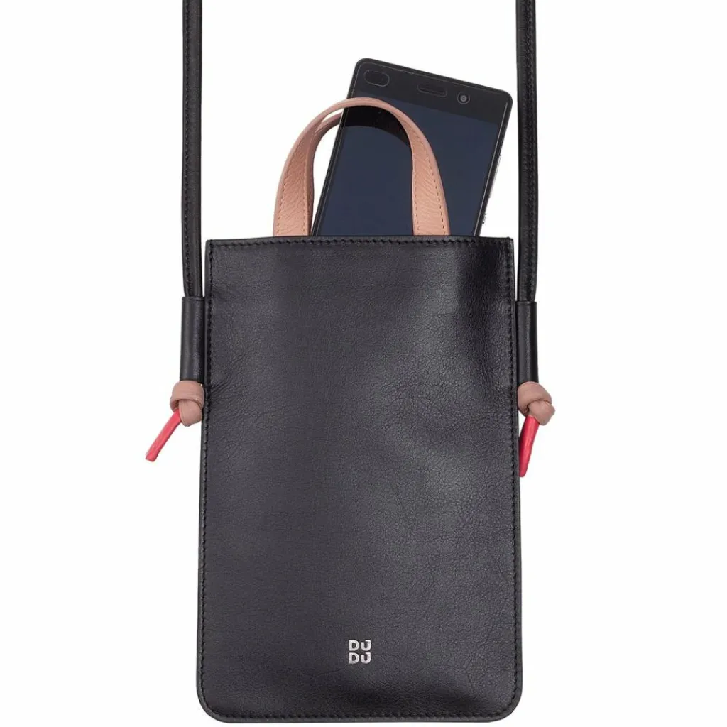 New DuDu Faro Handytasche Leder 13 cm schwarz rose