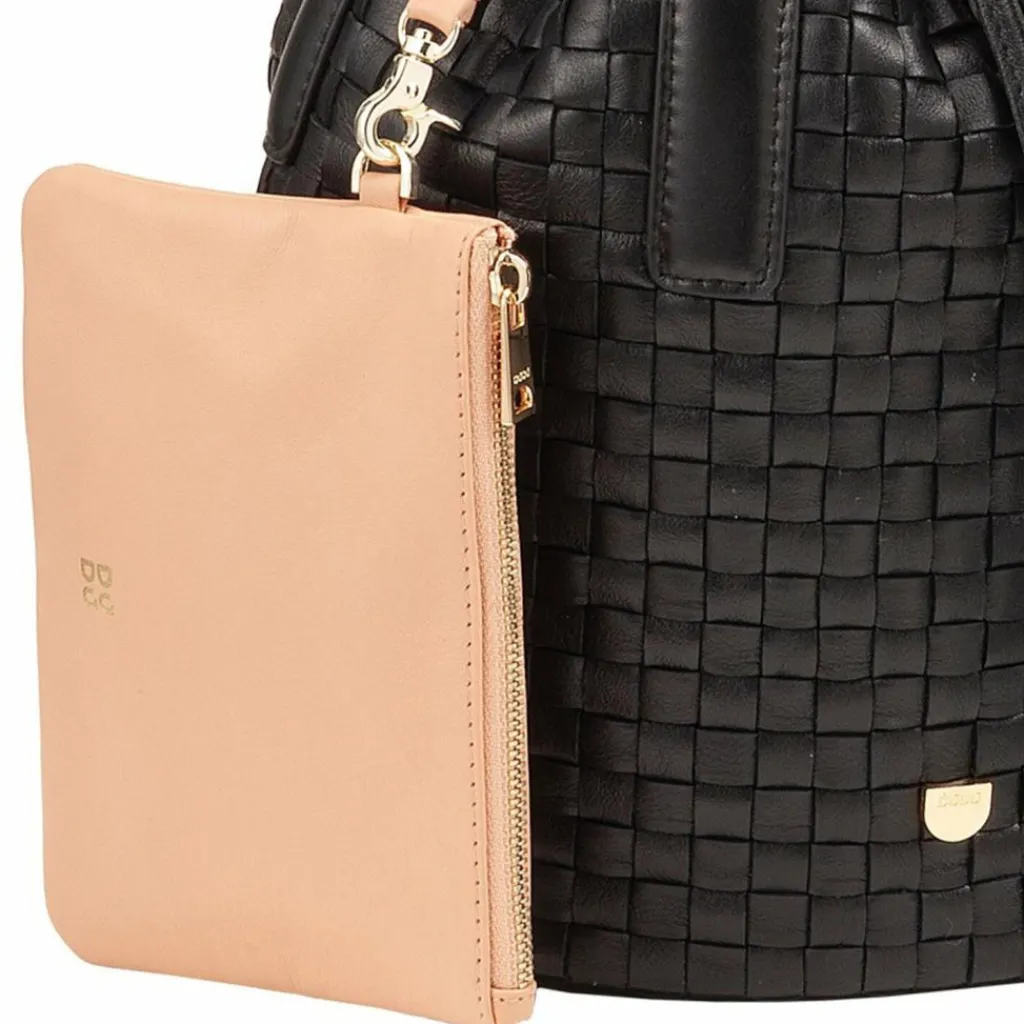 DuDu Umhängetaschen|Beuteltaschen<Filicudi M. Beuteltasche Leder 19 cm black rose