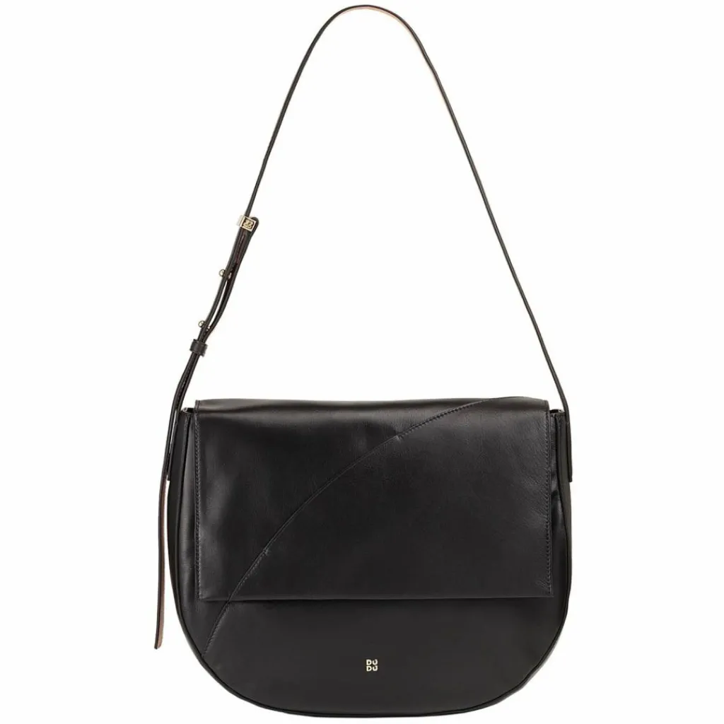 DuDu Schultertaschen|Henkeltaschen<Formentera Schultertasche Leder 34 cm black rose