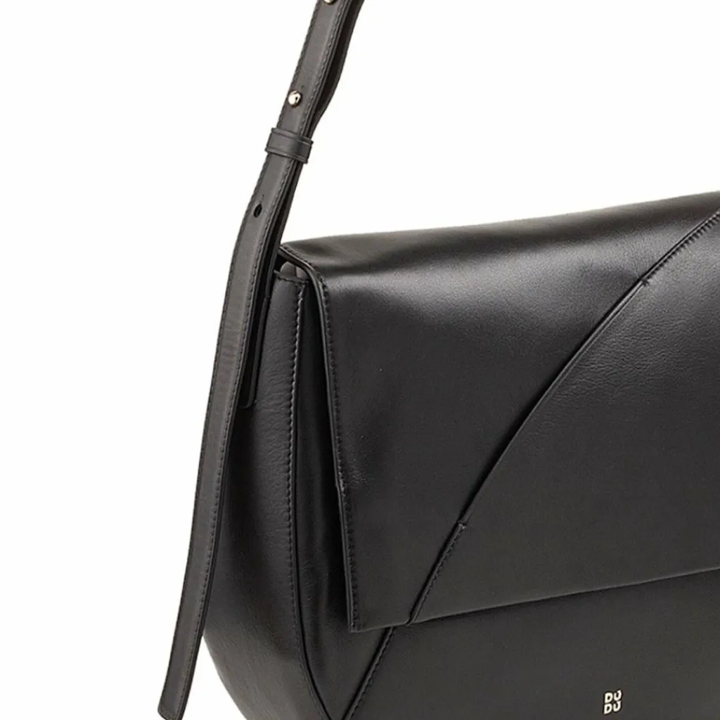 DuDu Schultertaschen|Henkeltaschen<Formentera Schultertasche Leder 34 cm black rose