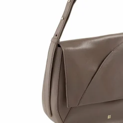 Outlet DuDu Formentera Schultertasche Leder 34 cm taupe