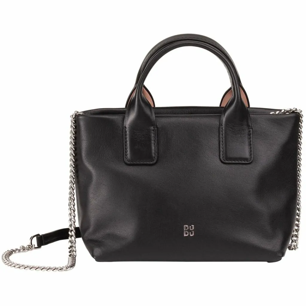 DuDu Henkeltaschen<Ibiza Handtasche Leder 22 cm schwarz rose