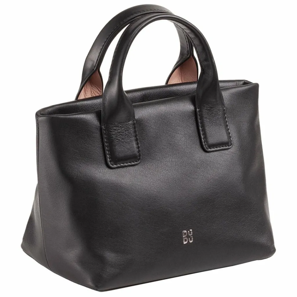 DuDu Henkeltaschen<Ibiza Handtasche Leder 22 cm schwarz rose