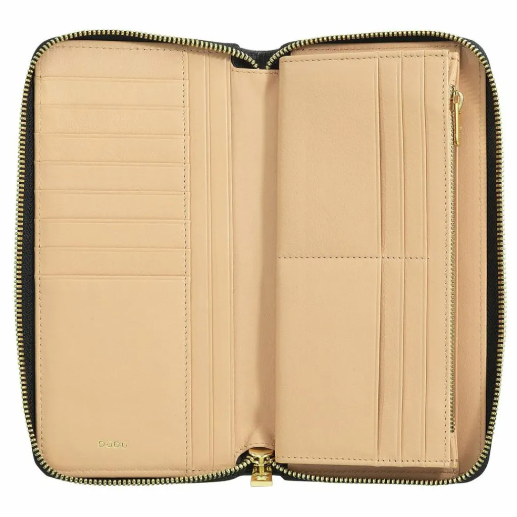 Outlet DuDu Up Geldbörse RFID Schutz Leder 20 cm black-nude