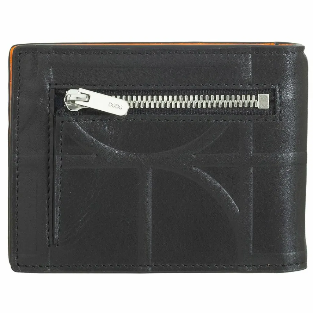 DuDu Herrengeldbörsen Querformat<Up Geldbörse RFID Schutz Leder 11 cm Geldscheinklammer black-orange