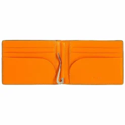DuDu Herrengeldbörsen Querformat<Up Geldbörse RFID Schutz Leder 11 cm Geldscheinklammer black-orange