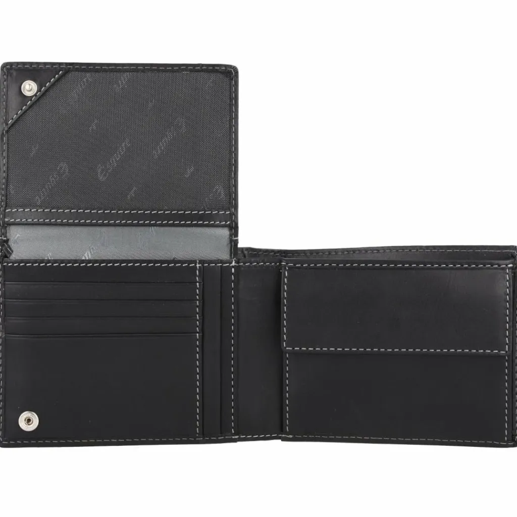 Esquire Herrengeldbörsen Querformat<Dallas Geldbörse RFID Schutz Leder 13 cm schwarz