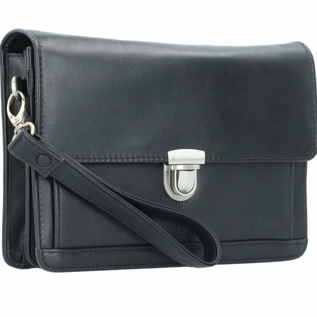 Esquire Herrentaschen<Oxford Handgelenktasche Leder 22 cm schwarz
