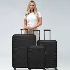 Farmhood Koffersets Als Hartgepäck|Koffersets 3-Teilig<Eco Edition 4 Rollen Kofferset 3-teilig mit Dehnfalte black