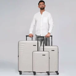 New Farmhood Eco Edition 4 Rollen Kofferset 3-teilig mit Dehnfalte beige