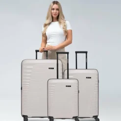 New Farmhood Eco Edition 4 Rollen Kofferset 3-teilig mit Dehnfalte beige