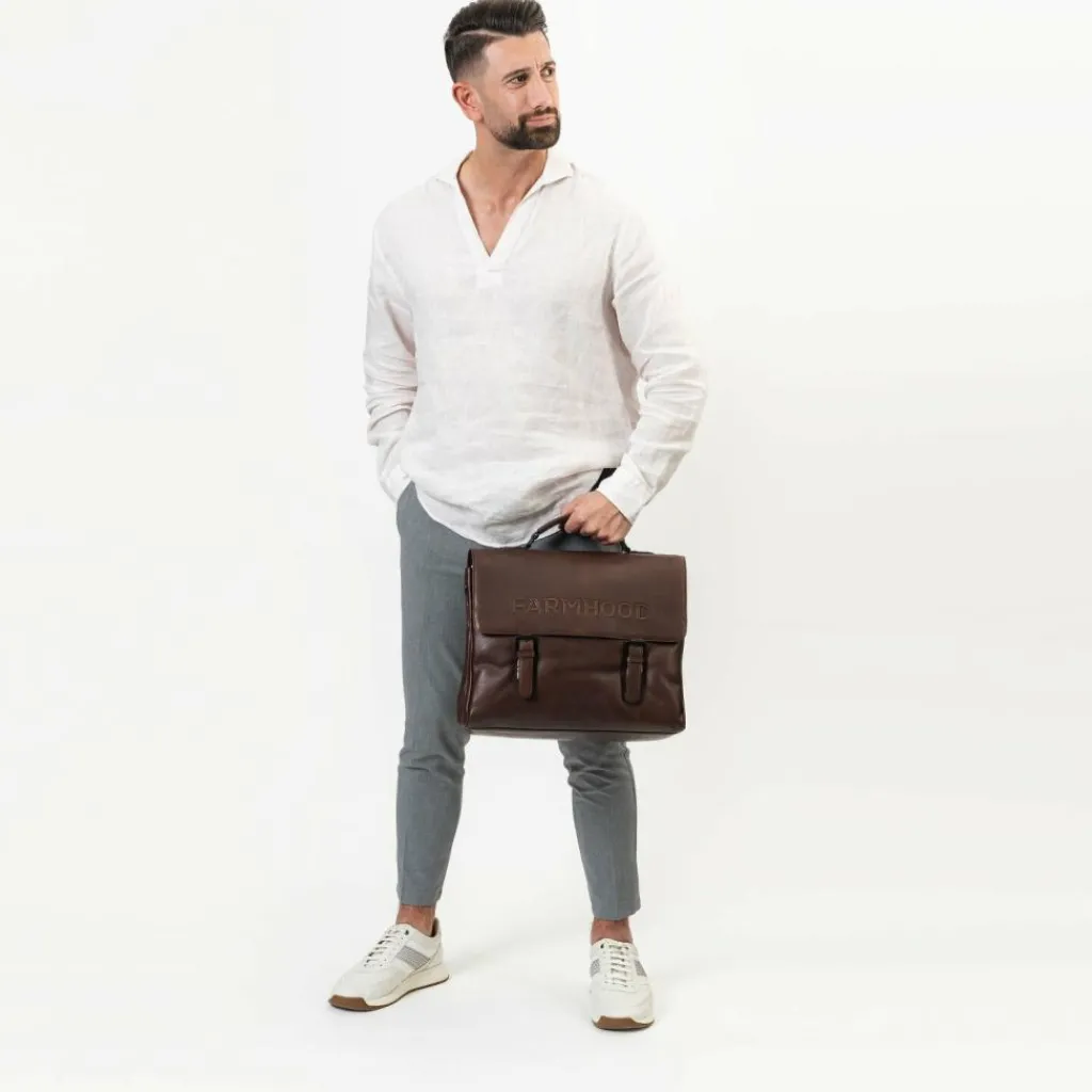 Farmhood Memphis Aktentasche XXL 3 Fächer Leder 39 cm