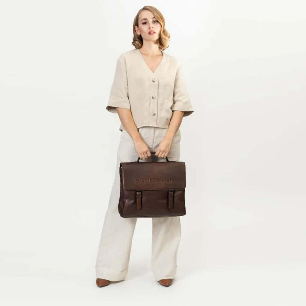 Farmhood Memphis Aktentasche XXL 3 Fächer Leder 39 cm
