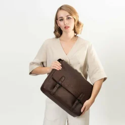 Farmhood Messenger Bags|Laptoptaschen<Memphis Aktentaschen Messenger Leder 38 cm Laptopfach dark brown