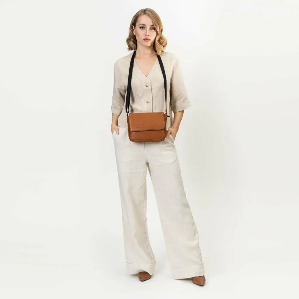 Farmhood Umhängetaschen<Memphis Umhängetasche Leder 22 cm cognac