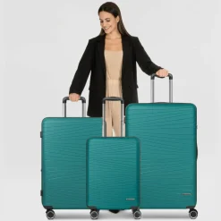 Outlet Franky Dallas 3.0 4 Rollen Kofferset 3-teilig mit Dehnfalte turquoise