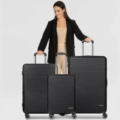 Online Franky Dallas 3.0 4 Rollen Kofferset 3-teilig mit Dehnfalte black