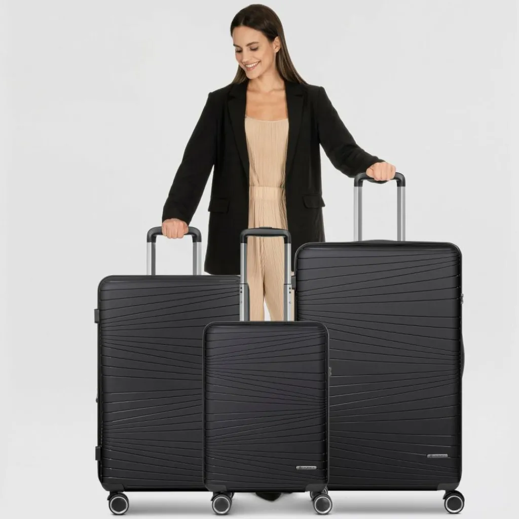 Online Franky Dallas 3.0 4 Rollen Kofferset 3-teilig mit Dehnfalte black