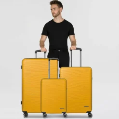 Clearance Franky Dallas 3.0 4 Rollen Kofferset 3-teilig mit Dehnfalte yellow