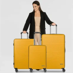 Clearance Franky Dallas 3.0 4 Rollen Kofferset 3-teilig mit Dehnfalte yellow