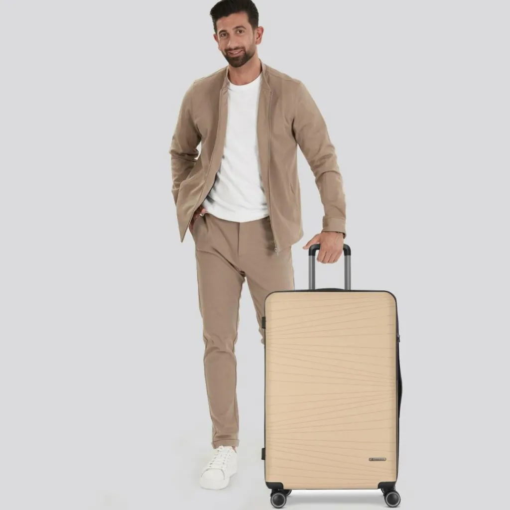 Franky Dallas 3.0 4 Rollen Trolley M 65 cm mit Dehnfalte beige