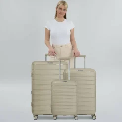 Best Franky London 4 Rollen Kofferset 3-teilig mit Dehnfalte beige