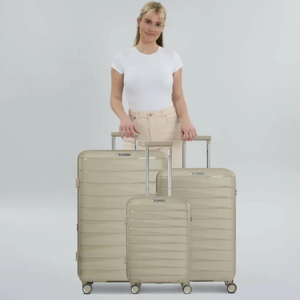 Best Franky London 4 Rollen Kofferset 3-teilig mit Dehnfalte beige