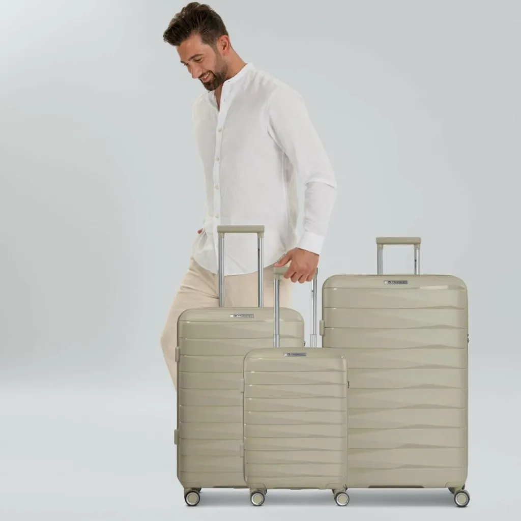 Best Franky London 4 Rollen Kofferset 3-teilig mit Dehnfalte beige