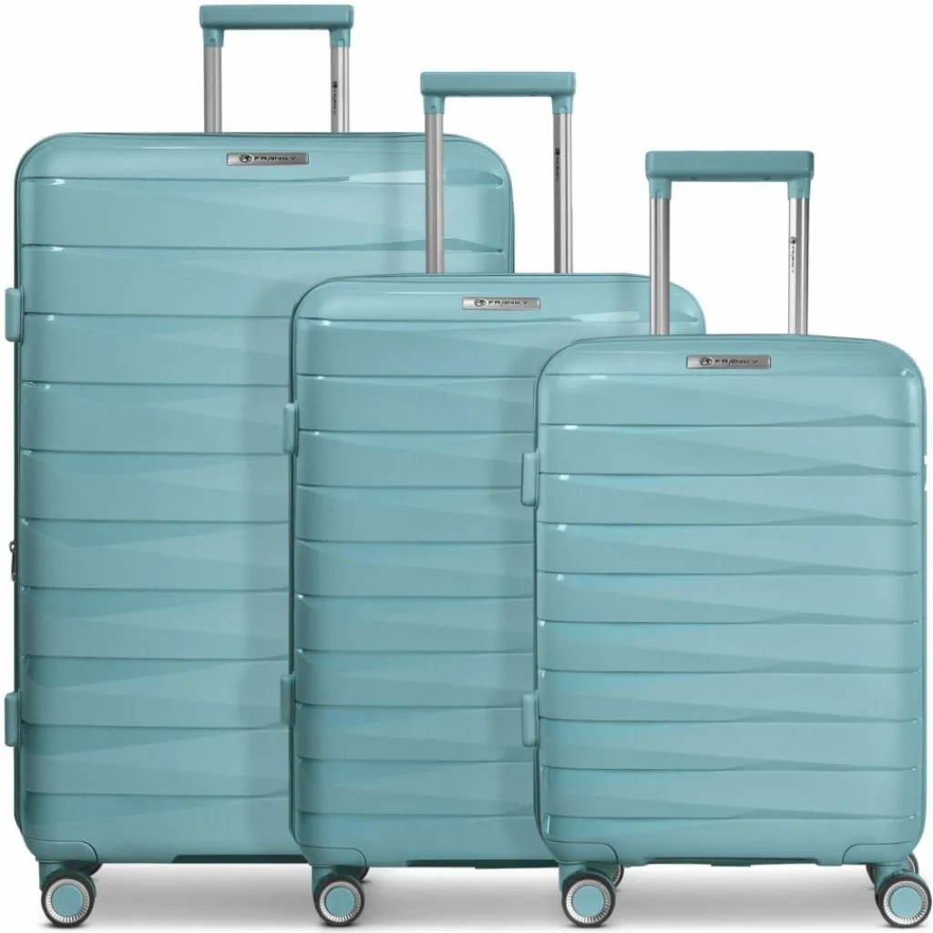 Clearance Franky London 4 Rollen Kofferset 3-teilig mit Dehnfalte mint green