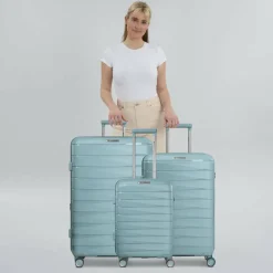Clearance Franky London 4 Rollen Kofferset 3-teilig mit Dehnfalte mint green