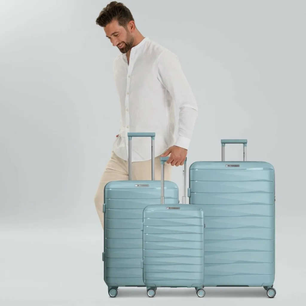 Clearance Franky London 4 Rollen Kofferset 3-teilig mit Dehnfalte mint green