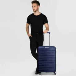 Franky Hartgepäck|4-Rollen Koffer<London 4 Rollen Trolley M 65 cm mit Dehnfalte dark blue