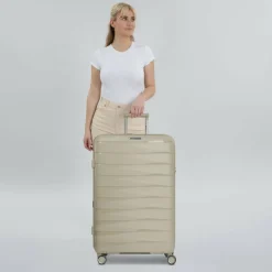 Franky Hartgepäck|4-Rollen Koffer<London 4 Rollen Trolley L 74 cm mit Dehnfalte beige