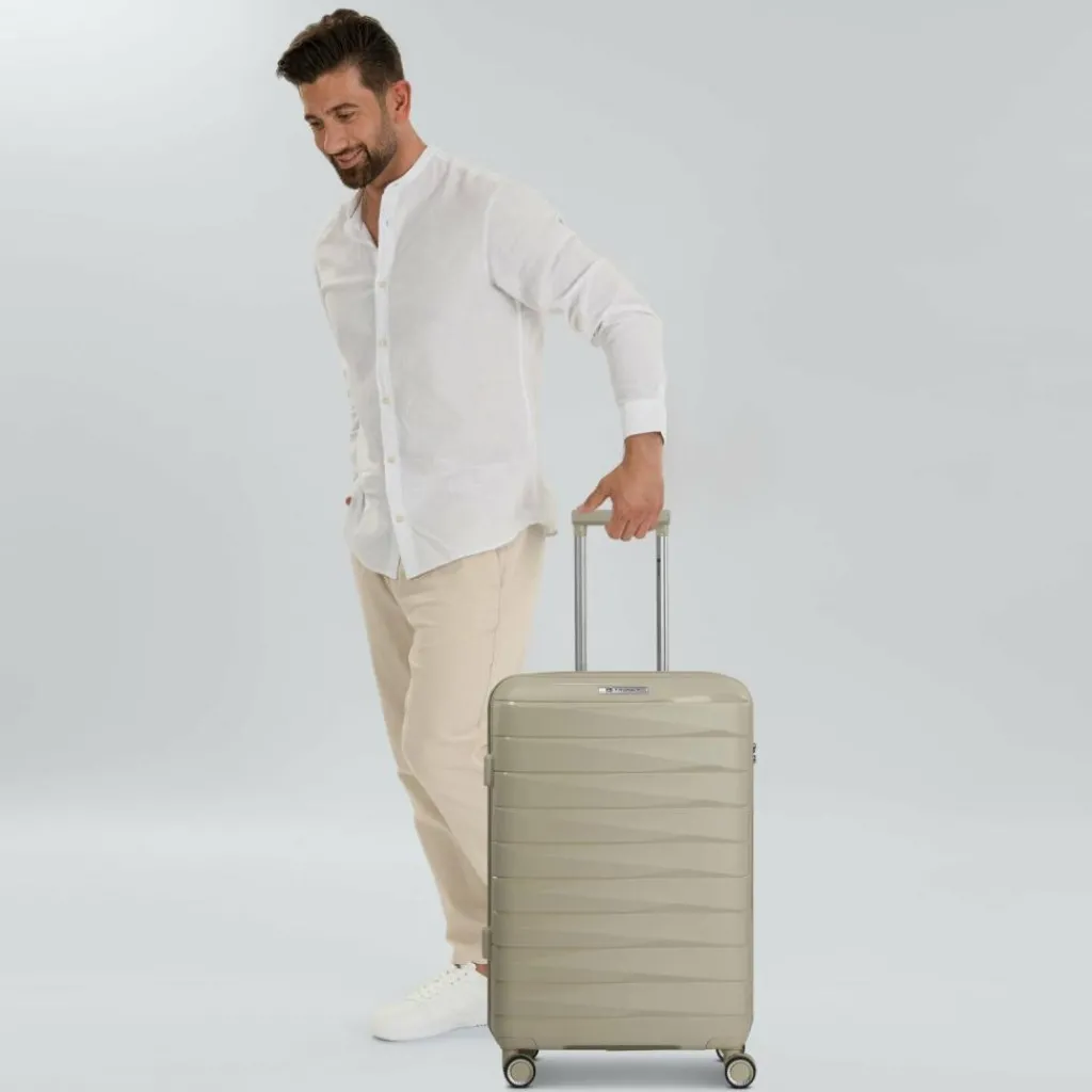 Sale Franky London 4 Rollen Trolley M 65 cm mit Dehnfalte beige