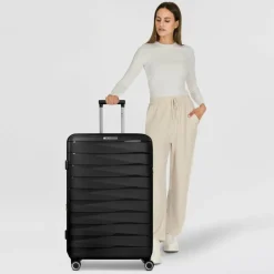 Franky Hartgepäck|4-Rollen Koffer<London 4 Rollen Trolley L 74 cm mit Dehnfalte black