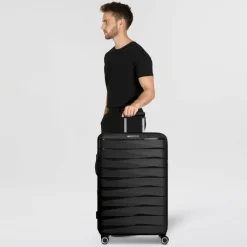 Franky Hartgepäck|4-Rollen Koffer<London 4 Rollen Trolley L 74 cm mit Dehnfalte black