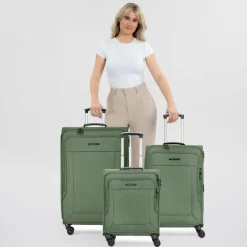 Online Franky Melbourne 3.0 4-Rollen Kofferset 3tlg. mit Dehnfalte olive